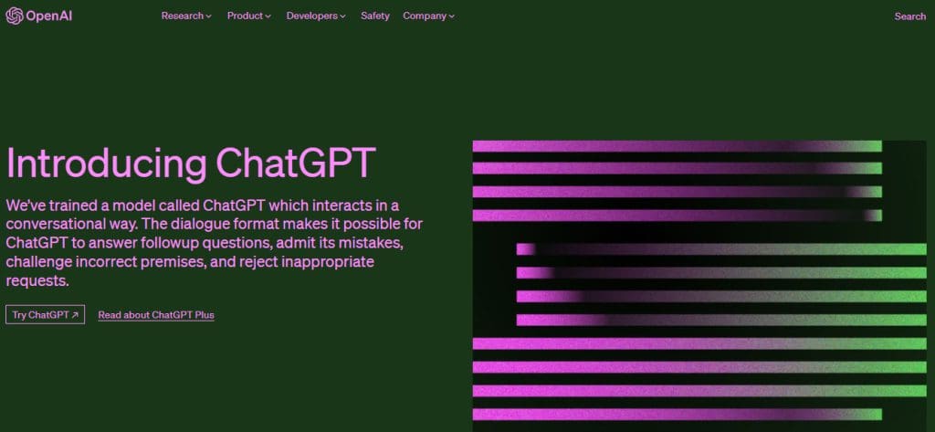 Chat GPT homepage screenshot